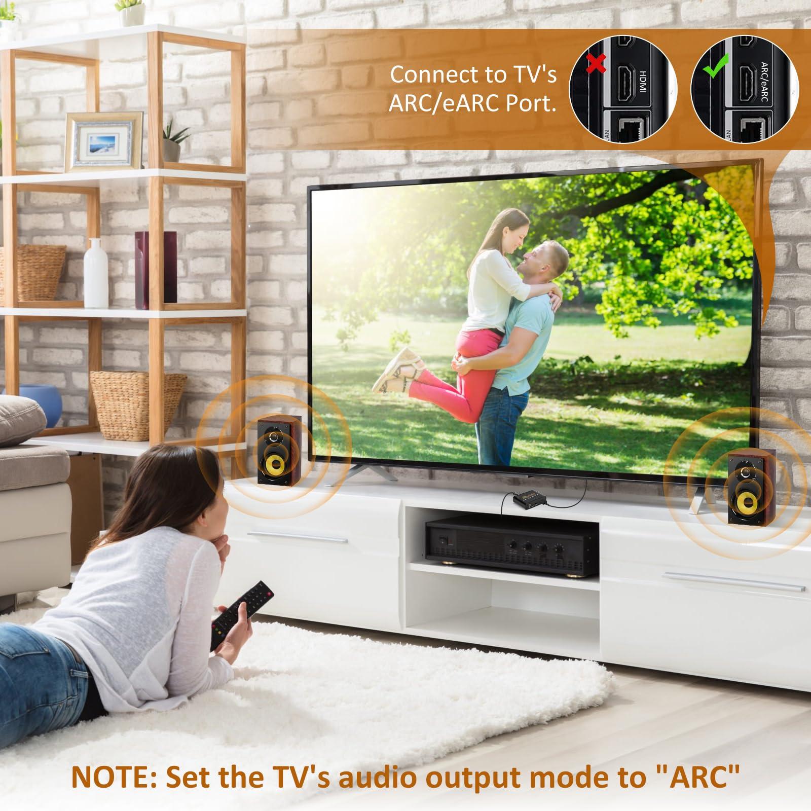 Aodafy eARC Audio Extractor, eARC Audio Converter to HDMI Optical/SPDIF L/R 3.5mm AUX Sound Extractor, HDMI eARC/ARC to Optical Audio Adapter, for TV to Non-ARC Sound System Soundbar Speaker Amplifier