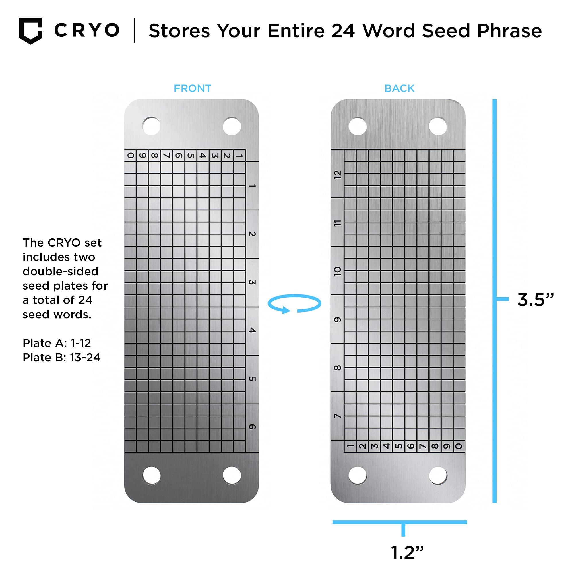 CRYO CRYO Crypto Seed Storage Bundle - Fireproof Stainless Steel Bitcoin Wallet (DOT) + Waterproof Recovery Seed Phrase Notebook (2-Pack) - BIP39 Cryptocurrency Backup System