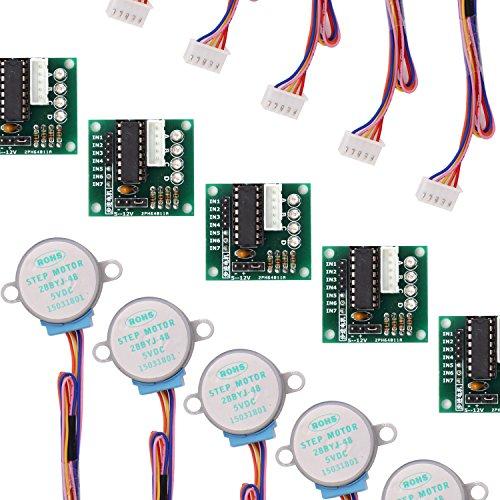 LAFVIN LAFVIN 5 Sets 28BYJ-48 ULN2003 5V Stepper Motor + ULN2003 Driver Board for Arduino