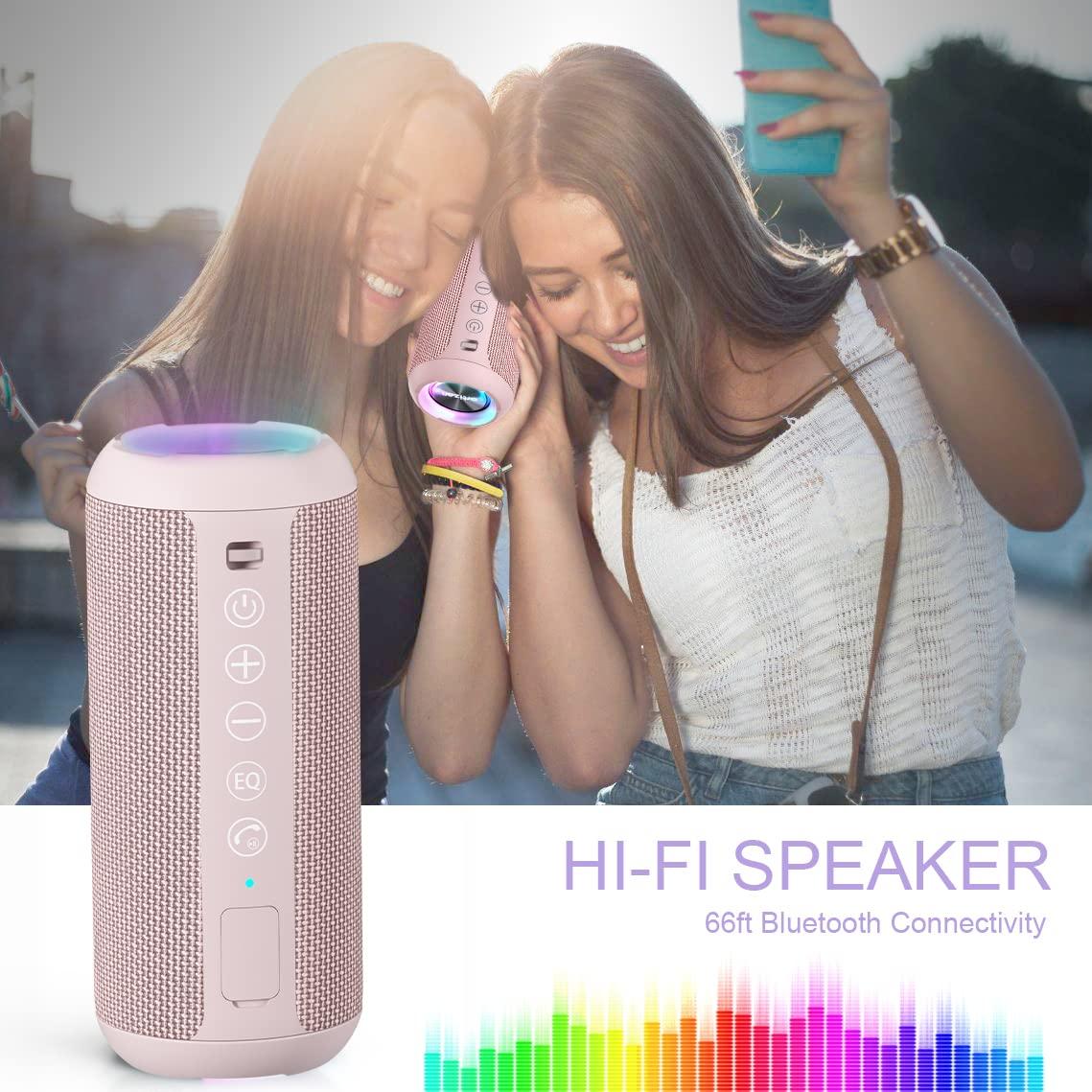 Ortizan Ortizan Portable Bluetooth Speakers, IPX7 Waterproof Wireless Speaker with 24W Loud Stereo Sound, Deep Bass, Bluetooth 5.3, RGB Lights, Dual Pairing, 30H Playtime for Home, Outdoor, Party