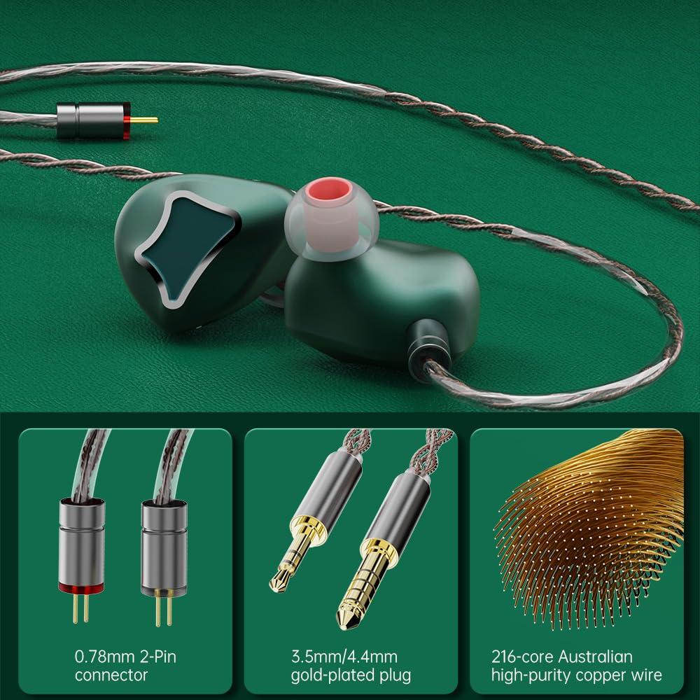 ARTTI ARTTI R1 in Ear Monitors Earphones, 3DD HiFi Bass Wired Earbuds Gaming IEM Headphones with Detachable 0.78mm 2pin Cable for Singer Musician Audiophile (no mic, 3.5mm)