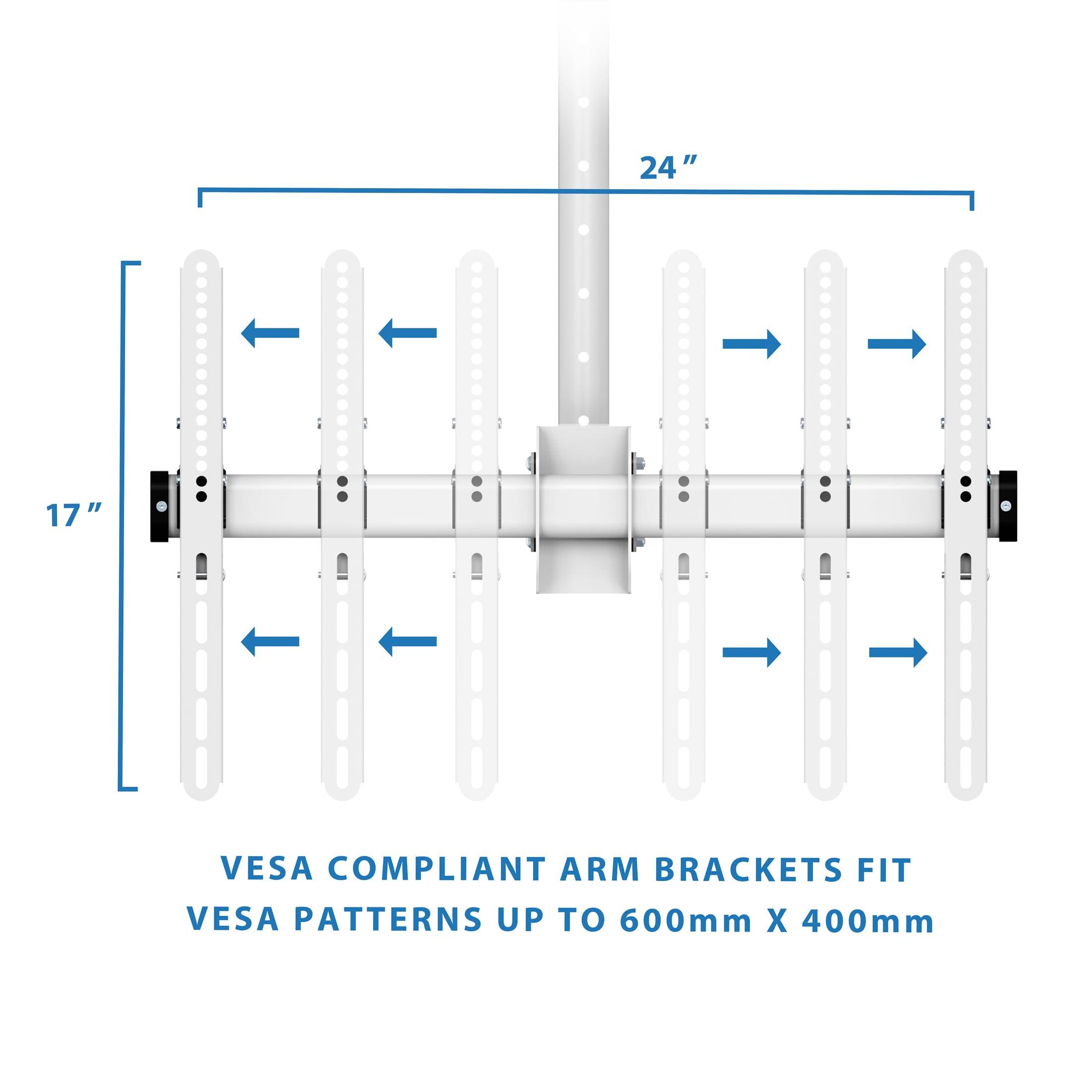 Mount-It! Mount-It! Full Motion Ceiling TV Mount Bracket, Adjustable Height 360 Deg Swivel Tilt Mount for Home and Commercial Use, Fits up to 75 Inch TVs, 110 Pound Capacity, White