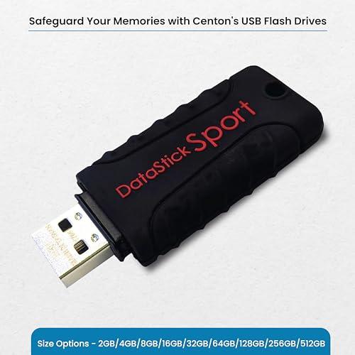 Centon Centon Electronics DataStick Sport USB 2.0 Flash Drive, Waterproof USB Drive, Shock-Resistant Silicon Case, Versatile USB Stick, 8 GB Storage Capacity, Black, Pack of 10