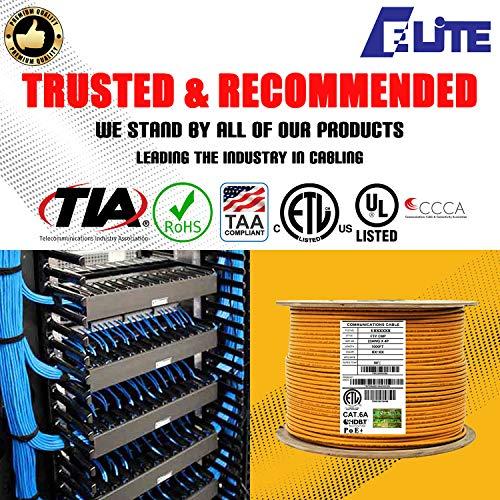 Elite Elite Cat6A Shielded Plenum (CMP), 1000ft, FTP 23AWG, 650MHz, Solid Pure Copper, UL Certified, UL-LP Certification, Bulk Ethernet Cable Reel, Orange
