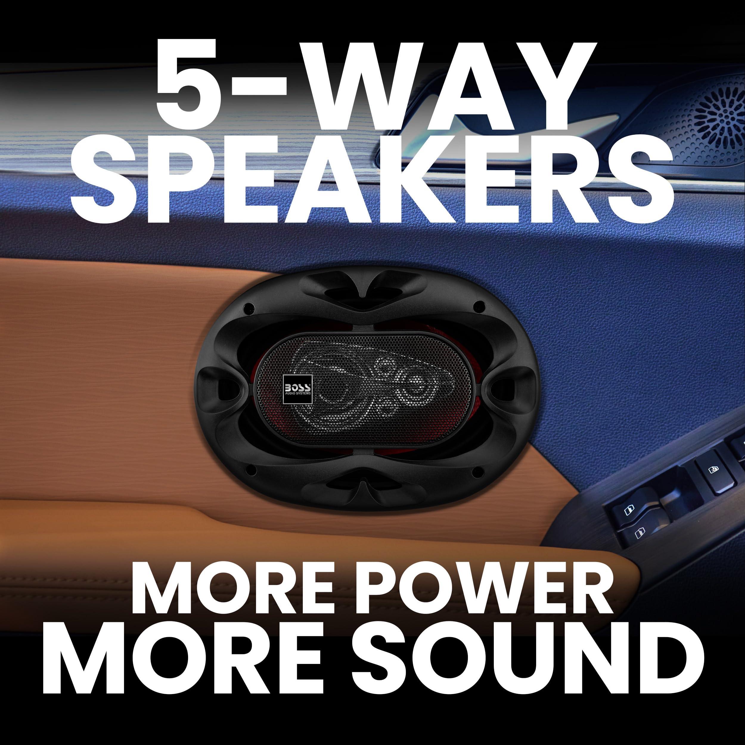 BOSS Audio Systems BOSS Audio Systems CH6950 Chaos Series 6 x 9 Inch Car Audio Door Speakers - 600 Watts Max, 5 Way, Full Range, Coaxial, Sold in Pairs, Hook Up to Stereo and Amplifier, Tweeters