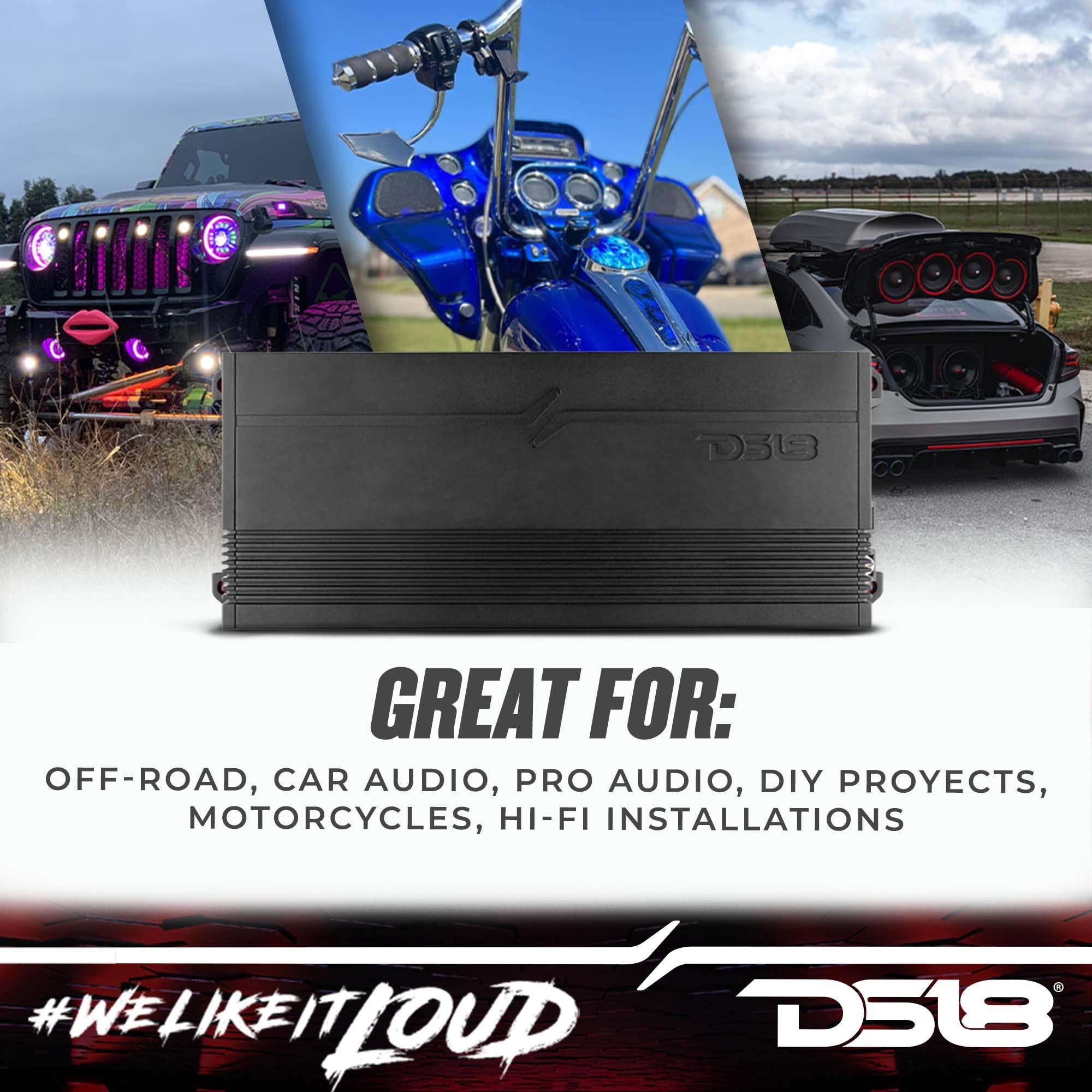 DS18 DS18 G3600.4D Car Audio Amplifier 4-Channel Class D Full-Range 3600 Watts - Compact Design Easy Installation - Extremely Powerful Amp for Vehicle Sound Systems