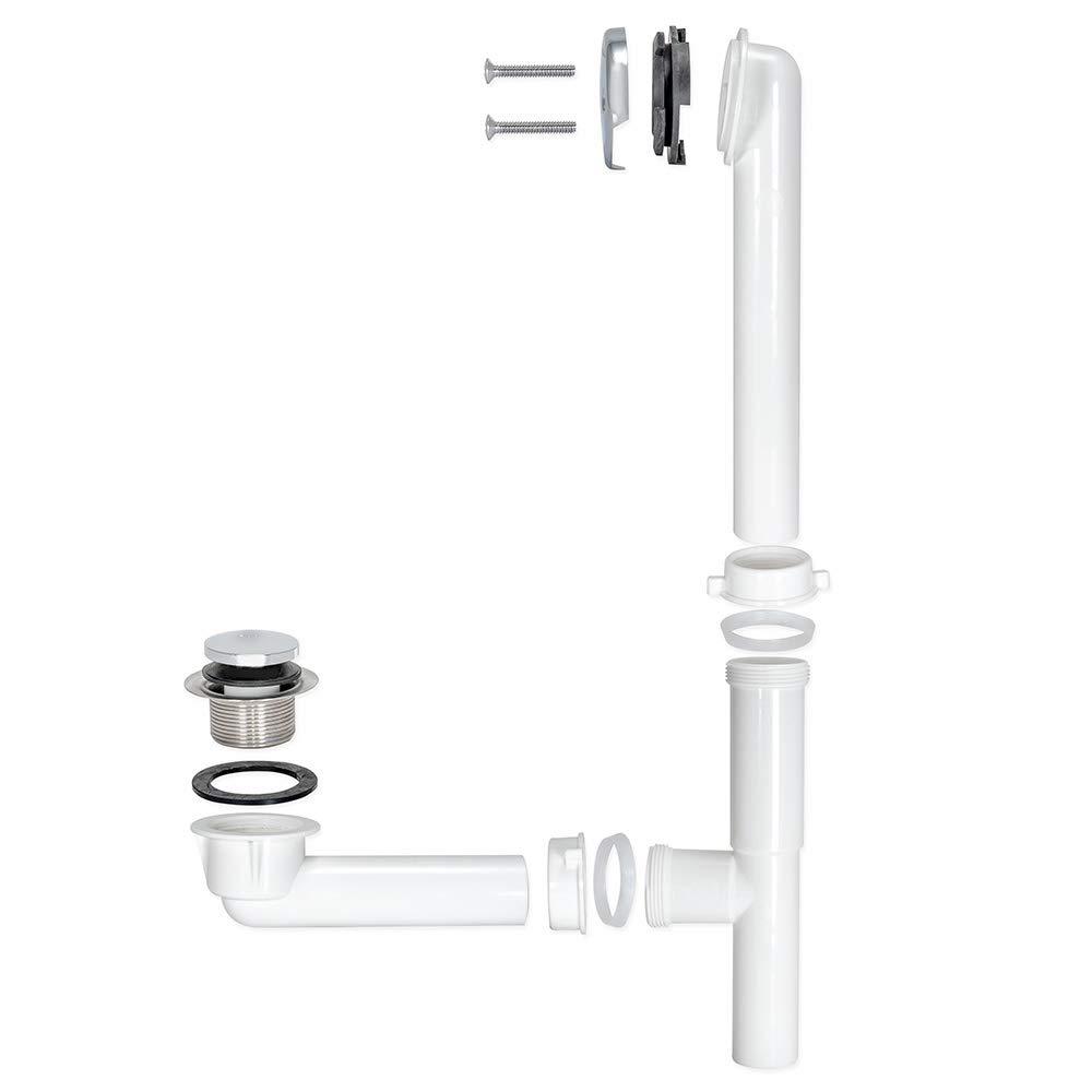 Eastman EZ-Flo 1-1/2 Inch Two-Hole Bath Waste Drain, Plastic Tubular with Chrome Trim, 35217