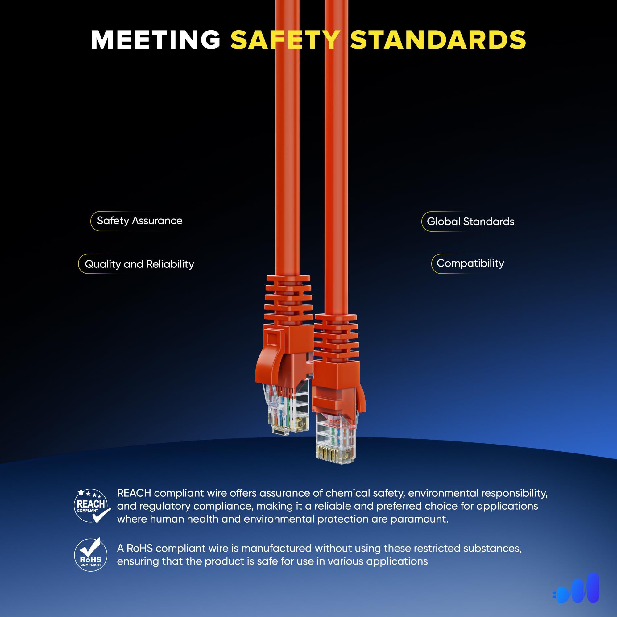 Maximm Maximm Cat 6 Ethernet Cable 4 Ft, (50-Pack) Cat6 Cable, LAN Internet and Network - UTP (Orange) 4 Feet