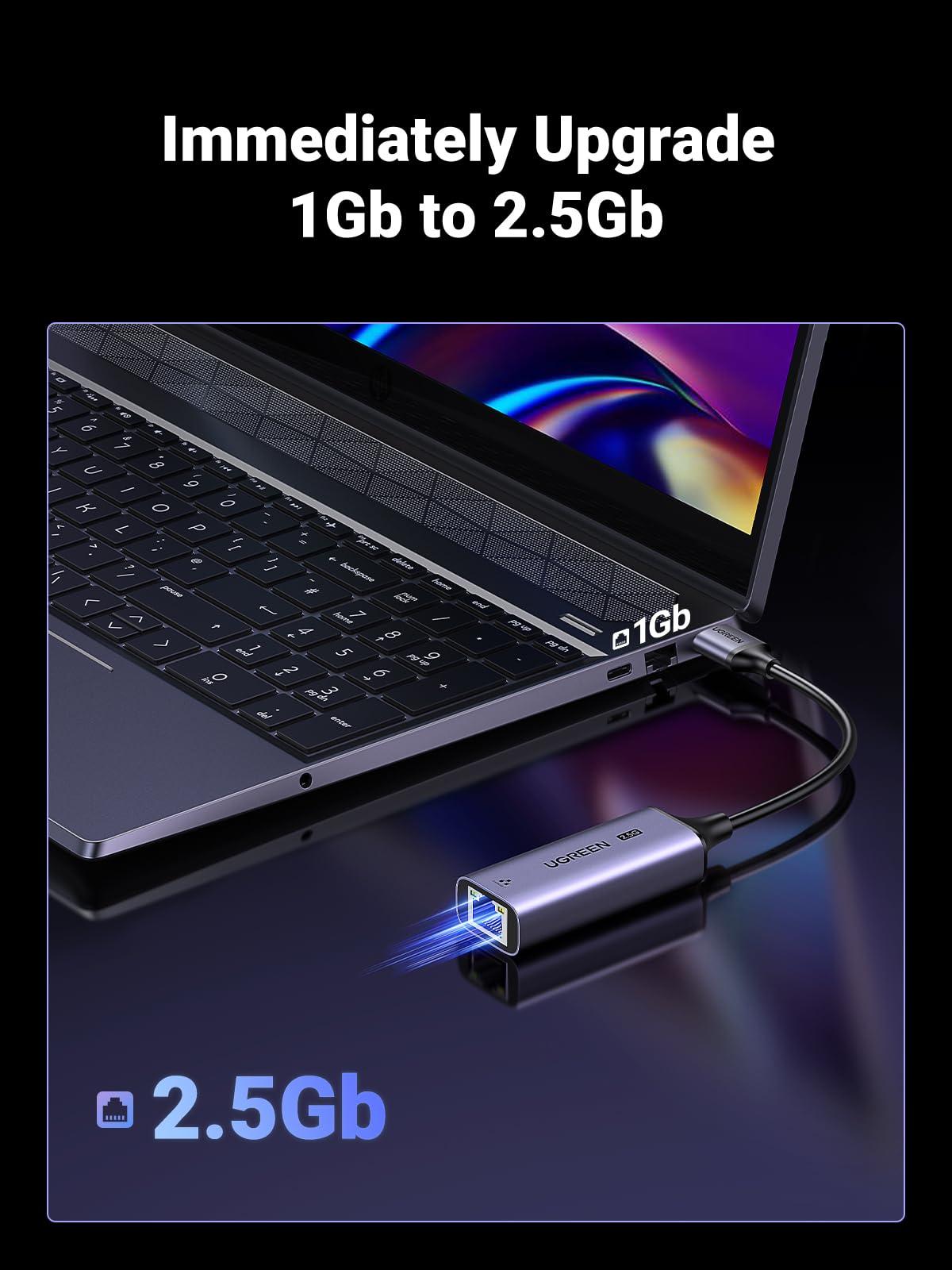 UGREEN UGREEN USB C to Ethernet Adapter Gigabit RJ45 to USB 3.0 Type-C (Thunderbolt 3) LAN Network Adapter Bundle with 2.5Gb USB to Ethernet Adapter Ethernet to USB Adapter for Laptop