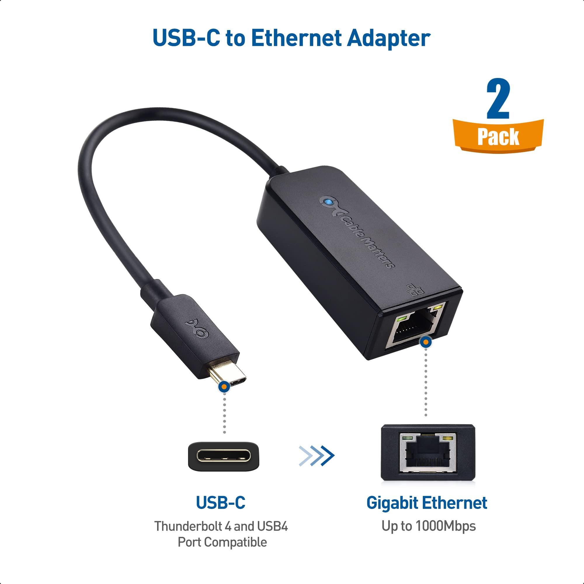 Cable Matters Cable Matters 2-Pack Plug & Play USB C to Ethernet Adapter with PXE, MAC Address Clone (Thunderbolt to Ethernet Adapter, Gigabit Ethernet to USB C) in Black -Compatible with MacBook Pro, XPS, Surface
