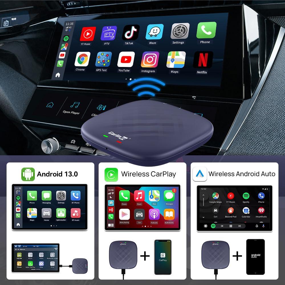 Carlinkit Carlinkit CarPlay Android 13.0 AI Box Adapter, 3-in-1 CarPlay AI Box Max(Plus), Plug & Play, Easy Setup, Built-in Google Play/Netflix/YouTube/TF Card, for Cars with OEM Wired CarPlay&Touchscreen