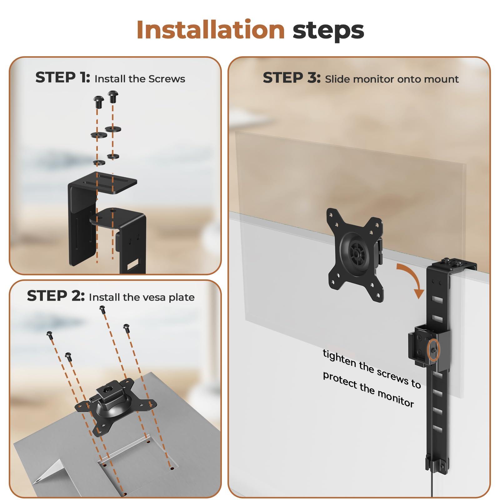 JOY worker JOY Worker Cubicle Monitor Mount - Height Adjustable Hanging Mount, 13"-34" Cubicle Monitor Hanger, VESA 75*75/100*100mm, Clamp Hook Top Holds Up to 17.6 lbs, Black