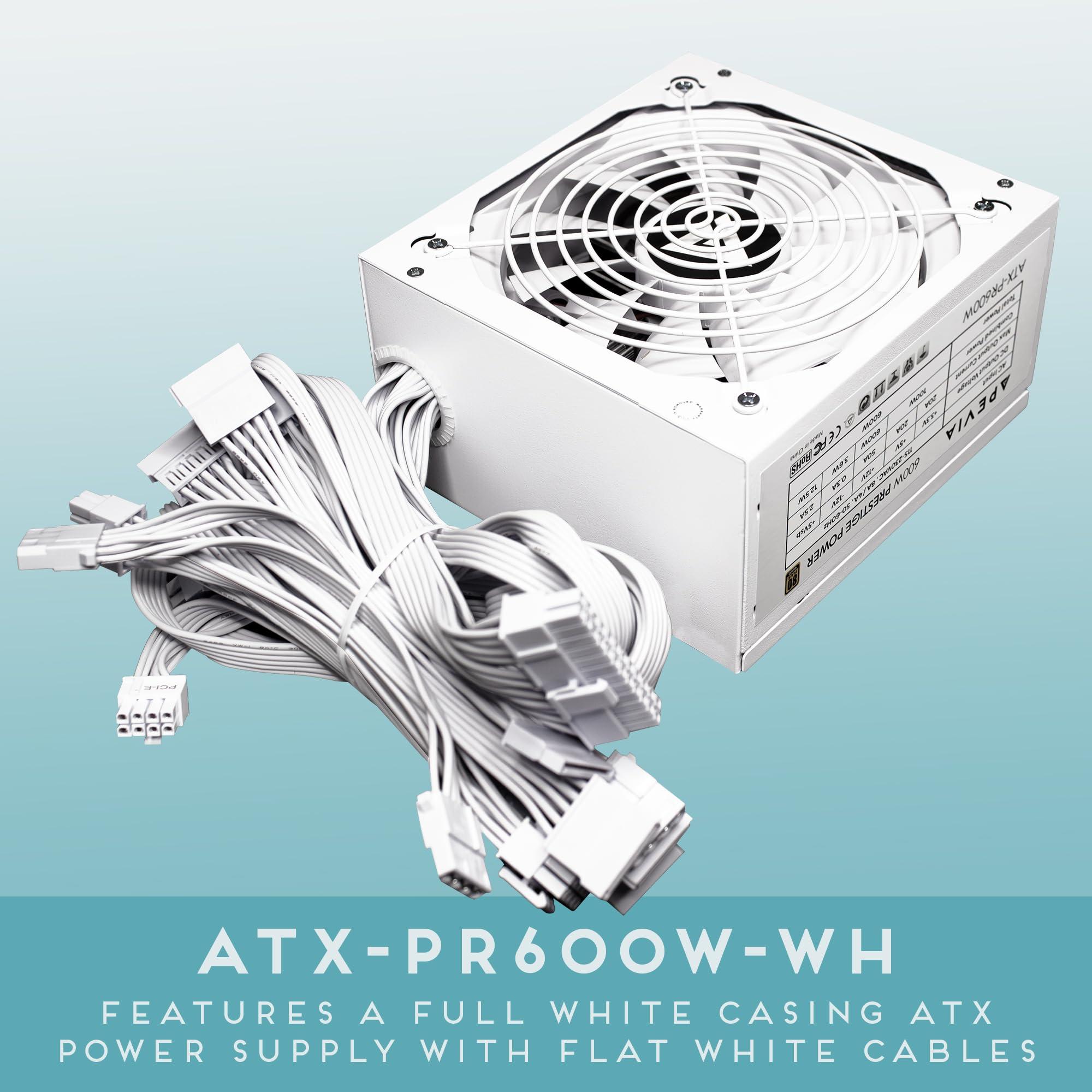 Apevia Apevia ATX-PR600W-WH Prestige 600W 80+ Gold Certified, RoHS Compliance, Active PFC ATX Gaming Power Supply White