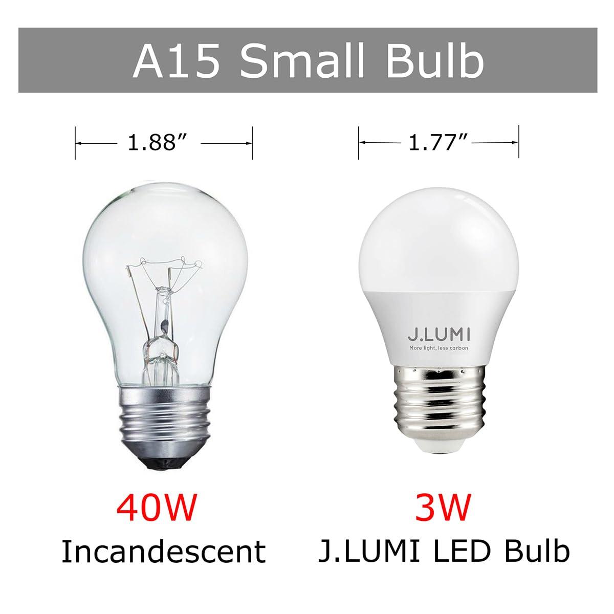 J.LUMI J.LUMI BPC4503 A15 LED Bulbs 3W, 3000K Soft White, A15 G45 Bulbs, 25 Watt Light Bulbs Soft White, E26 Medium Base, NOT Dimmable (Pack of 4)