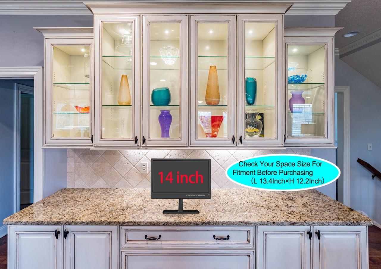 Feihe Feihe 14 inch Small Flat Screen Kitchen TV with Antenna ATSC Tuner/USB/HDMI/AV/VGA, Built-in TV Stand and Remote Control for Car,RV,Camping,Outdoor or Office