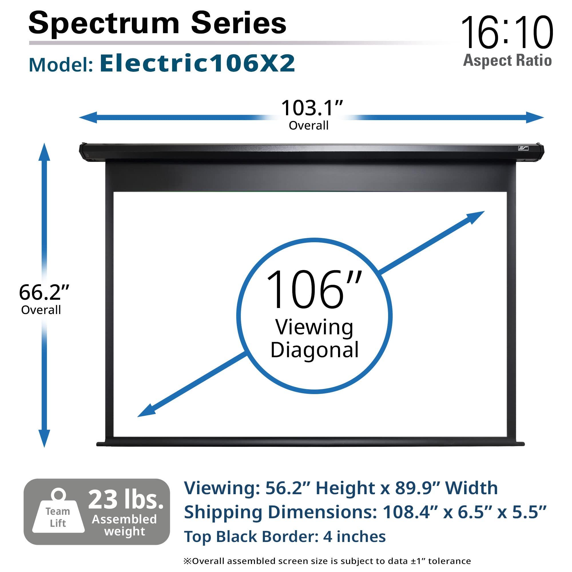 Elite Screens Projector Screen Elite Screens Spectrum, 106-INCH Diag 16:10, Motorized Projection Screen Movie Home Theater 4K/8K Ultra HD Ready, ELECTRIC106X2