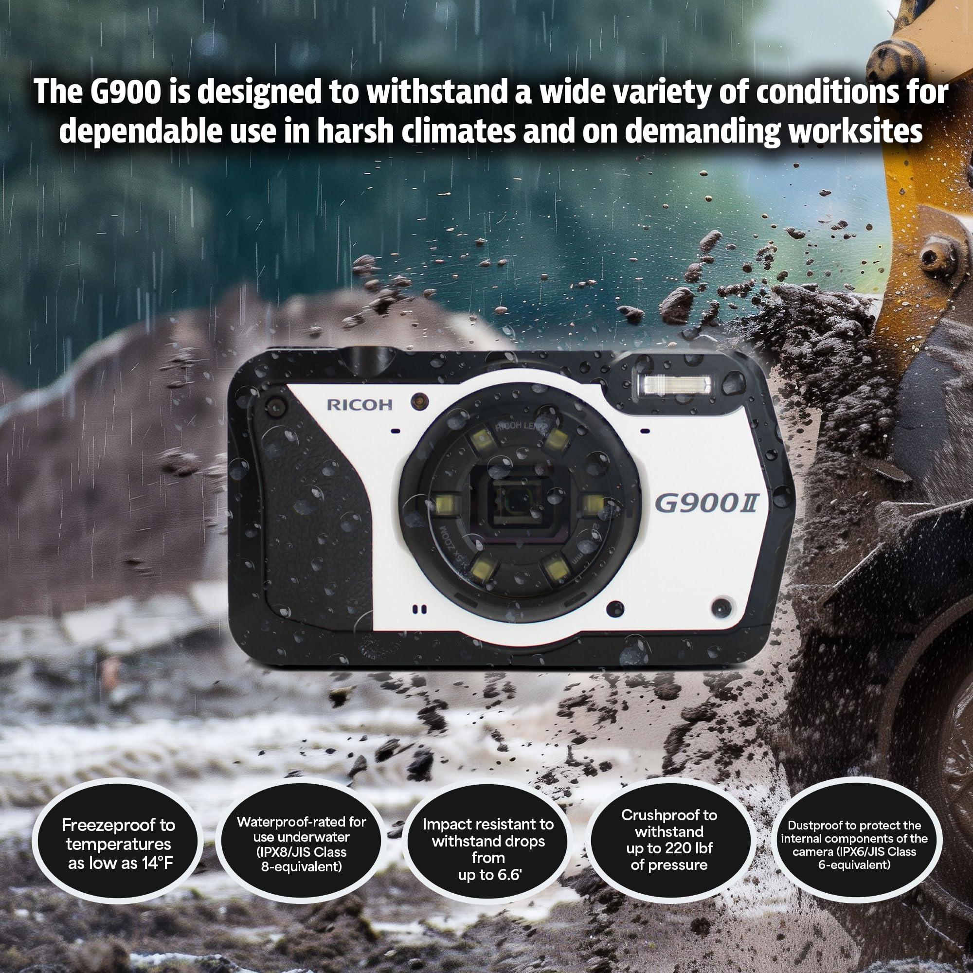 RICOH Ricoh G900 II Digital Camera (01472) Bundle Including: Rechargeable Battery, Battery Charger, 64 GB Memory Card, Card Reader, Card Wallet, Tripod, and More Accessories