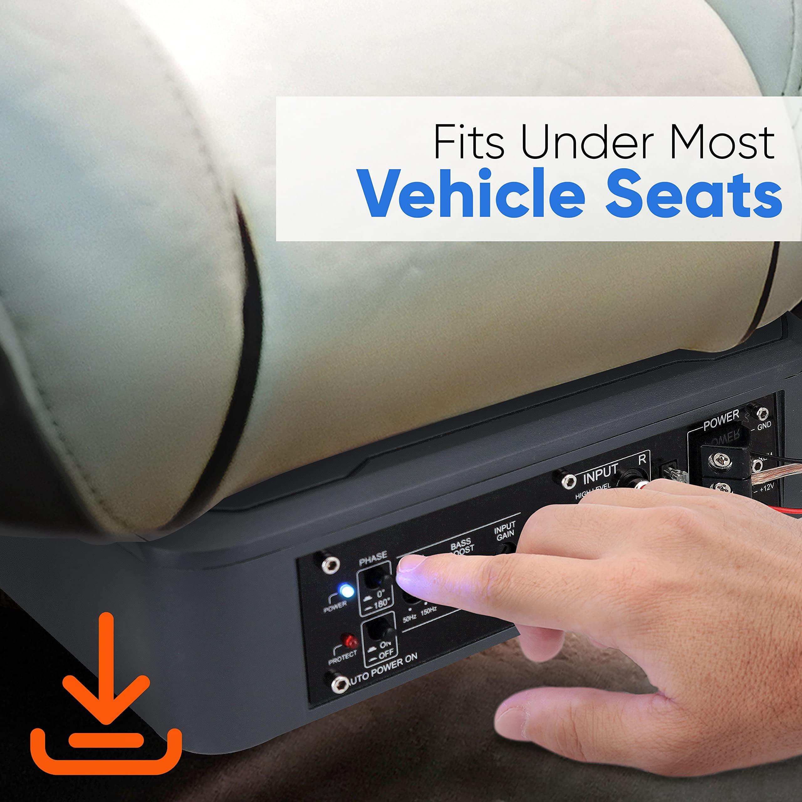 Pyle Pyle 10-Inch Low-Profile Amplified Subwoofer System- 900 W Compact Enclosed Underseat Car Audio Subwoofer w Built in Amp