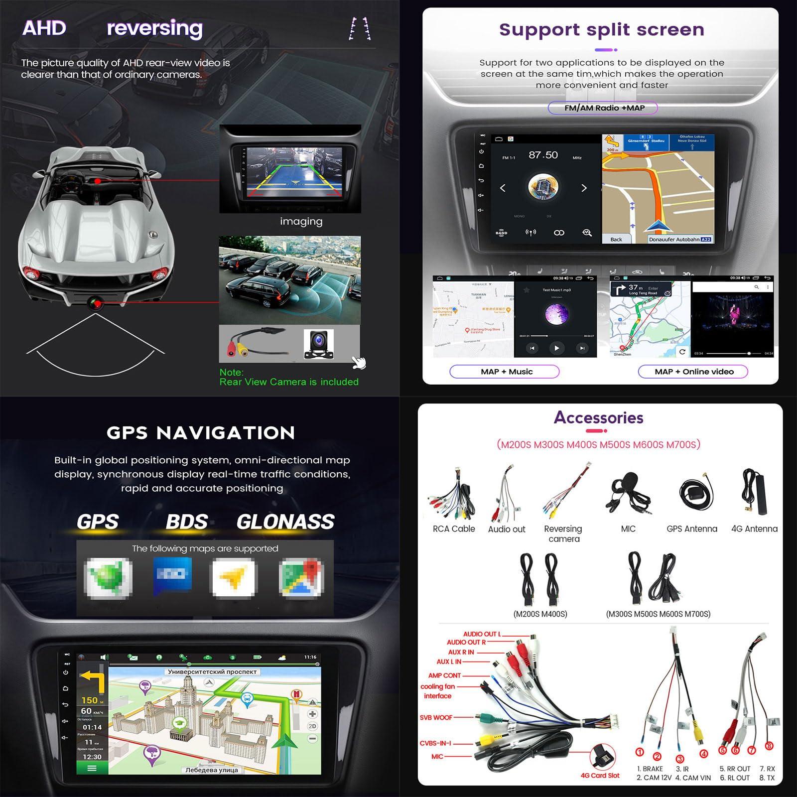 EsaSam EsaSam Android 12 Double Din Car Stereo 9 Inch Touch Screen Radio with GPS Navigation Bluetooth FM Radio Receiver for Toyota Noah 2014~2020 Support Carplay/Auto/DSP/RDS,4 core m150s 2g+32g