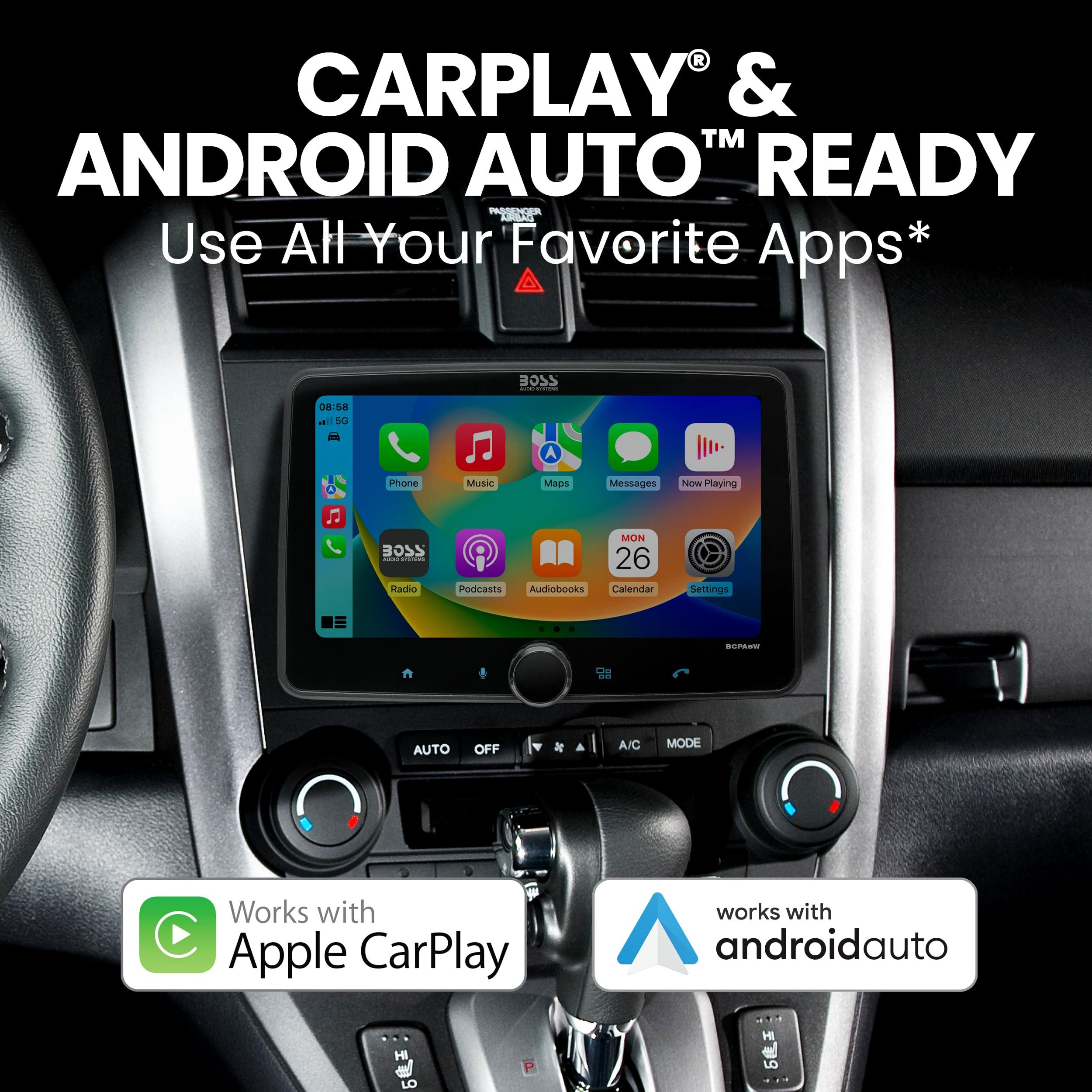 BOSS Audio Systems BOSS Audio Systems BCPA8W Car Stereo Wireless Apple CarPlay & Android Auto, Single Din, 8 Inch Touchscreen, Bluetooth, No CD DVD Player, AM/FM Radio Receiver