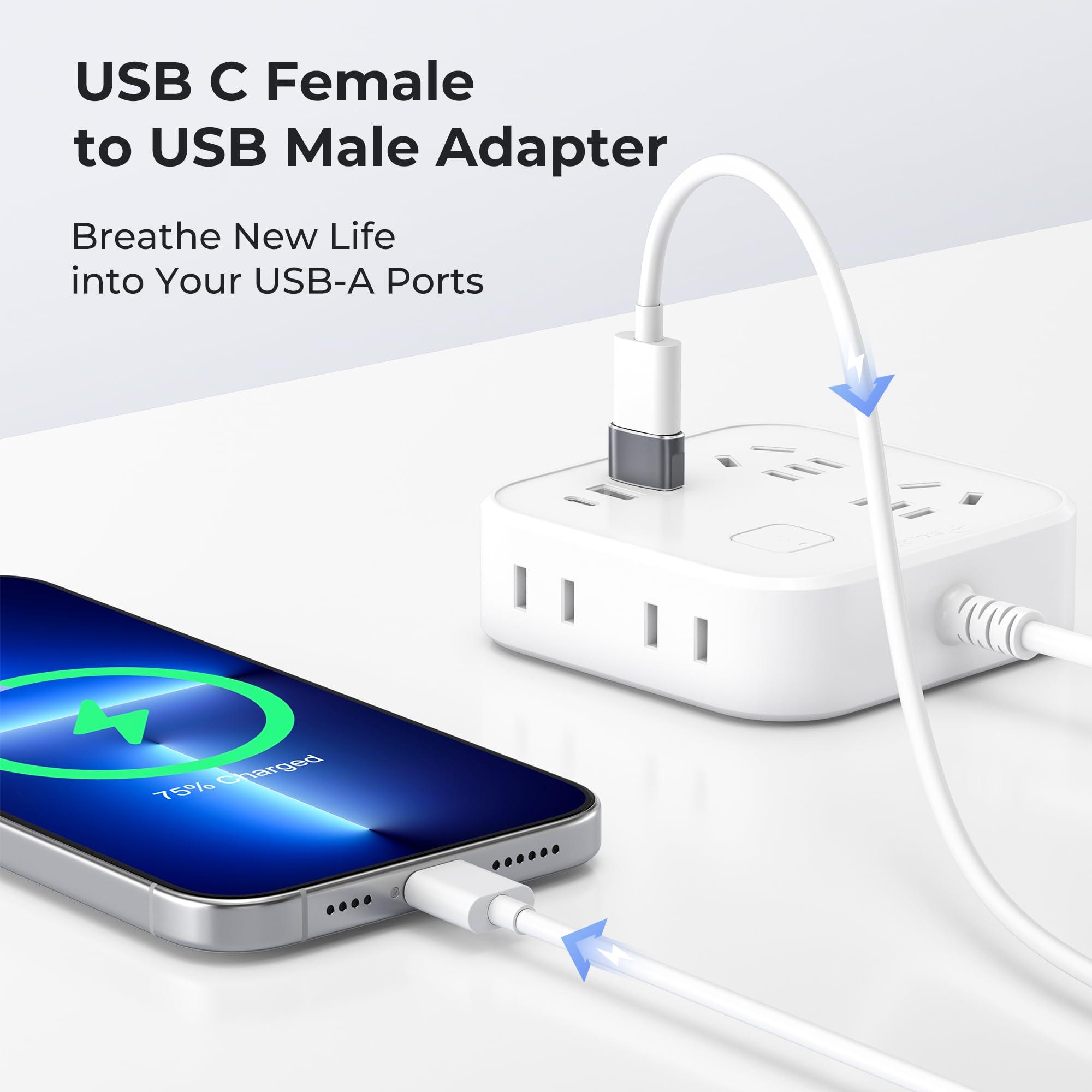 Basesailor Basesailor USB to USB C Adapter for iPhone 16 Charger 2Pack,USBC Female to A Male OTG Type C Converter for Apple Watch Ultra iWatch 7 8 9 10,iPhone 15 14 13 Plus Pro Max,AirPods,iPad,Car,Samsung S24