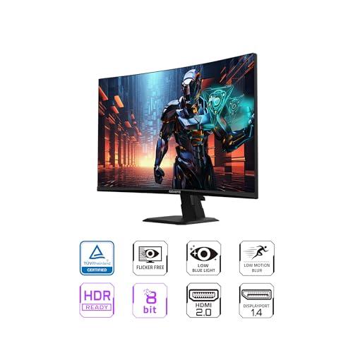 GIGABYTE GIGABYTE GS27QC 27" 165Hz 1440P Curved Gaming Monitor, 2560 x 1440 VA 1500R Display, 1ms (MPRT) Response Time, HDR Ready, FreeSync Premium, 1x Display Port 1.4, 2X HDMI 2.0,Black