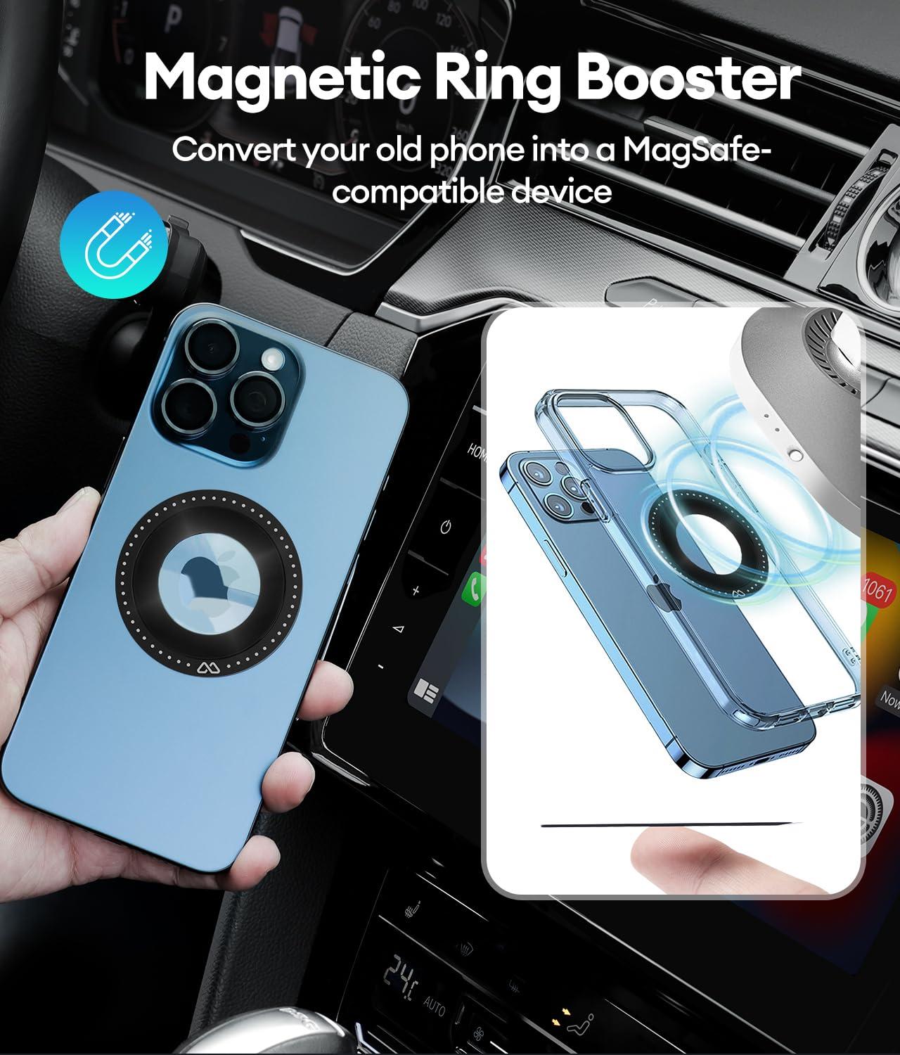 Malinto HexaCharge 3-in-1 Wireless Carplay Adapter 2024 & Magnetic Wireless Charging for iPhone and Android, Convert Wired to Wireless CarPlay and MagSafe Charging