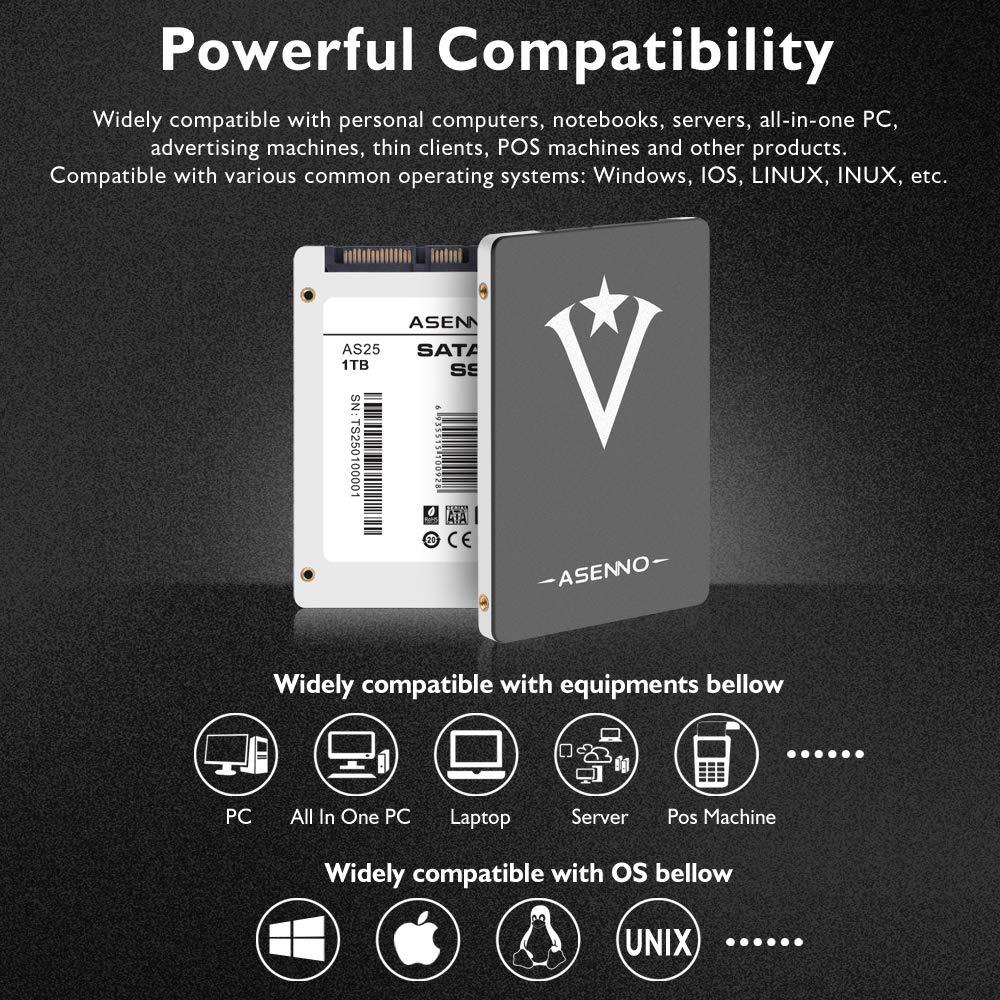 ASENNO ASENNO 240GB 250GB 256GB 2.5 Inch SSD SATAIII 6GB/s Internal Solid State Hard Drive for Notebook Tablet Desktop PC