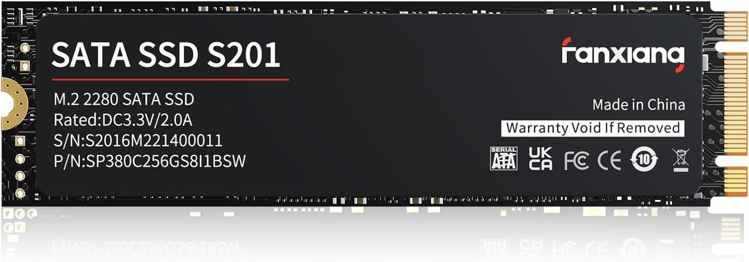 fanxiang fanxiang S201 512GB M.2 SSD 2280 SATA III 6Gb/s Internal Solid State Drive, SLC Cache for Speed Boost, Read Speed up to 550MB/sec, Compatible with Laptop and PC Desktops(Black)