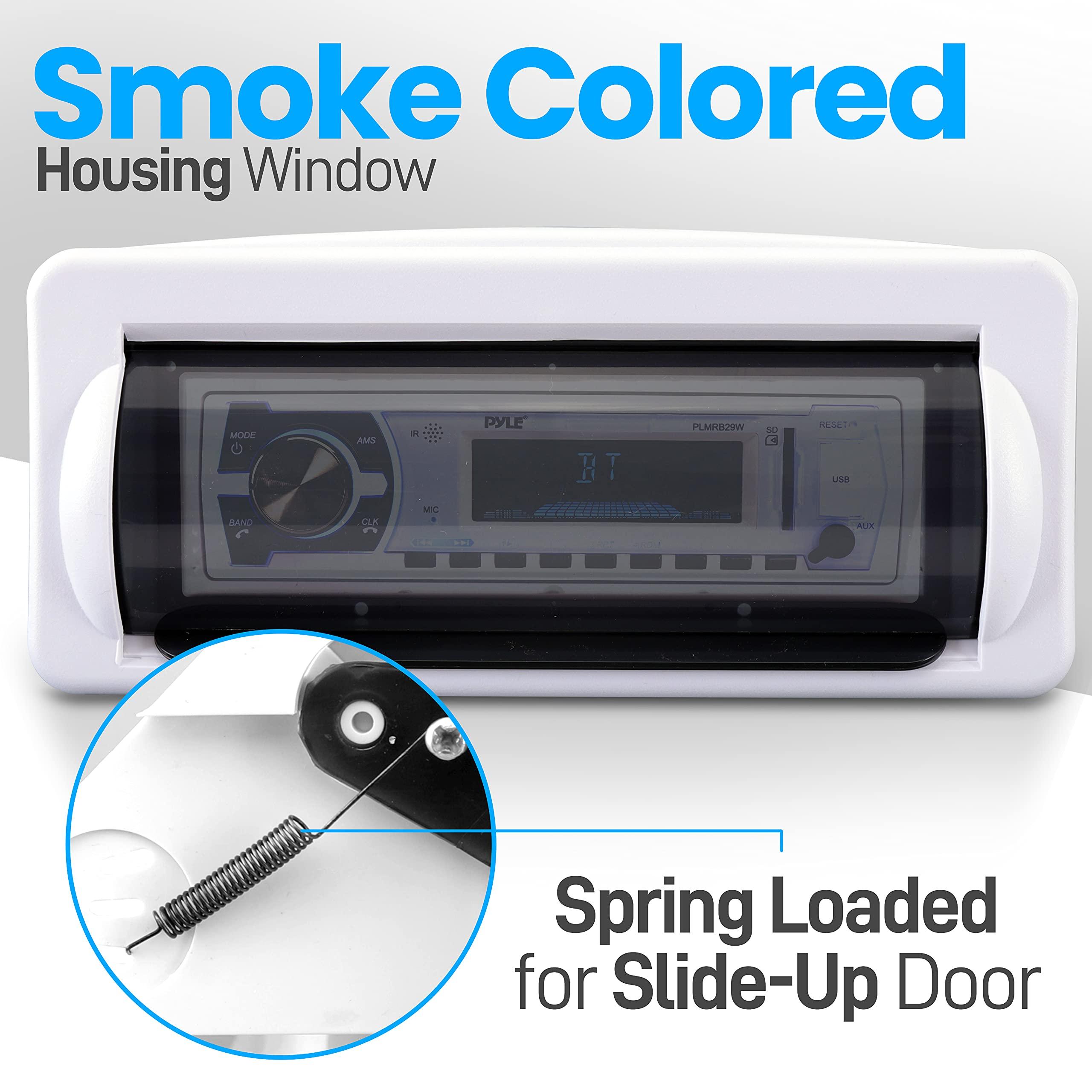 Pyle Pyle Marine Radio Receiver Speaker Set + Water Resistant Marine Stereo Cover (White)