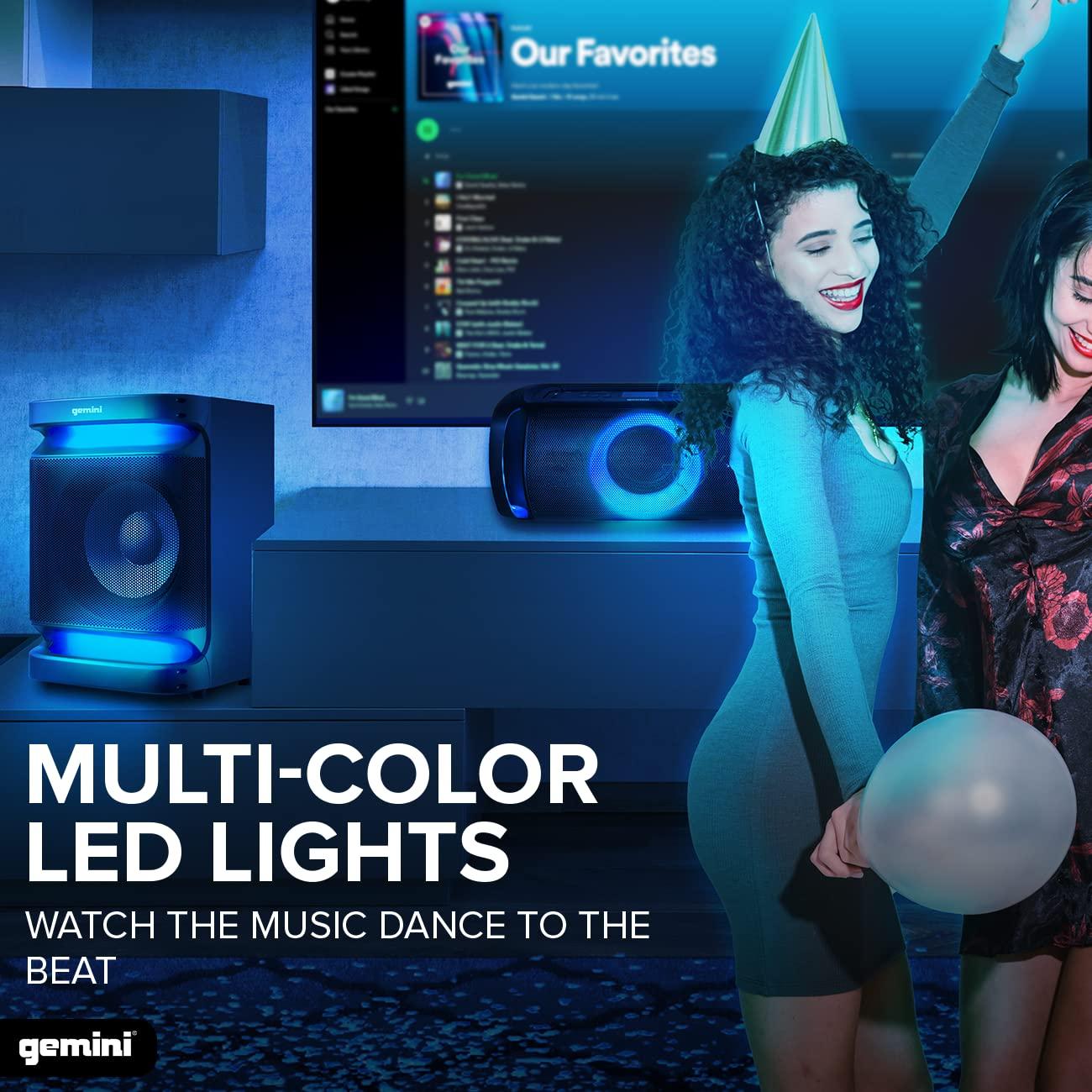 Gemini Sound Gemini Bluetooth Stereo System for Home 3000W Peak Power Dual 12 Subwoofers, FM Radio, LED Lights, USB, AUX, Optical Input Ultimate Home Stereo Shelf System for Parties & Karaoke (GSYS-4800)