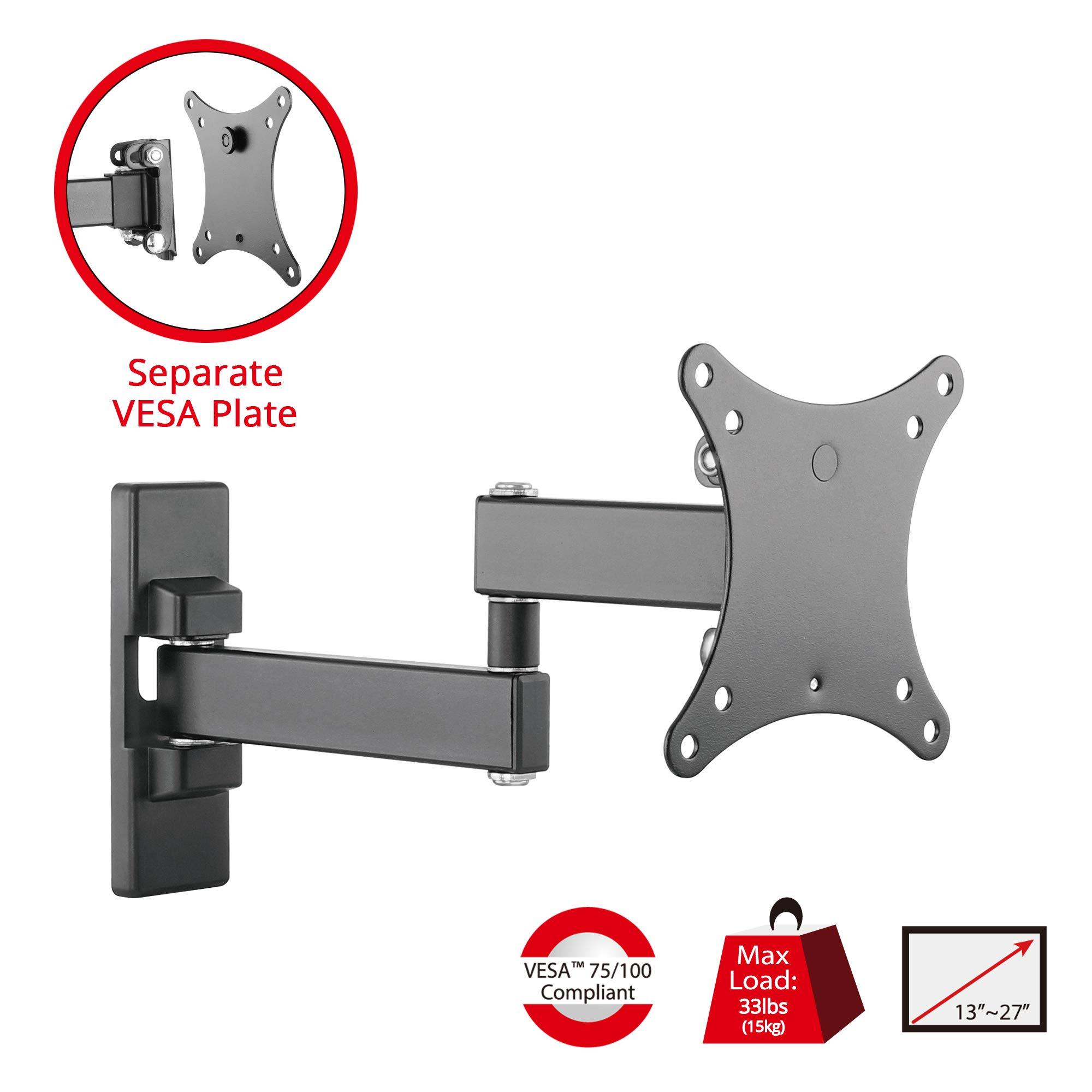 SIIG SIIG TV Monitor Wall Mount for Most 13\" to 27\" LCD Plasma Flat Screen Monitors up to 33lbs - VESA 75x75mm/ 100x100mm - Full Motion Articulating Adjustable Extension ARM