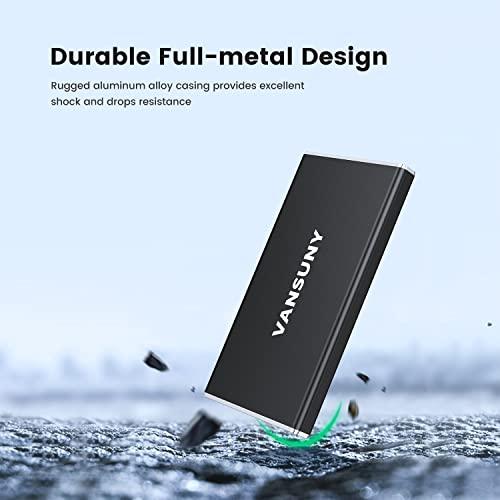 Vansuny Vansuny 500GB Portable External SSD, USB 3.1 Gen2 430MB/s High-Speed Data Transfer, Metal USB C Mini Portable External Solid State Drive for PC, Laptop, Phones and More