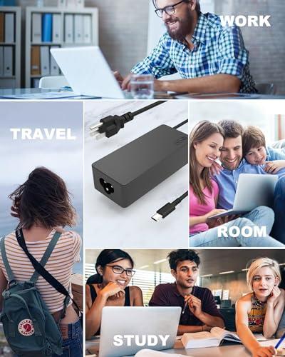 HBONY 65W 45W USB C Laptop Charger for Lenovo Type C Computer Power Adapter Cord - Thinkpad X1 Carbon T480 T490 T480s T490s T580 T590 T14 T16, Yoga 7i C740 C940 C930 920 C630 730 720,Chromebook Replacement