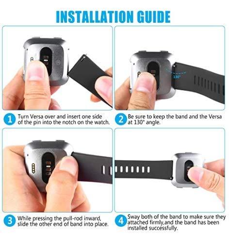 Yuuol Replacement Bands Compatible with Fitbit Versa/Versa 2 / Versa Lite, Silicone Adjustable Classic Accessory Wristband Fitness Straps for Women Men Small and Large