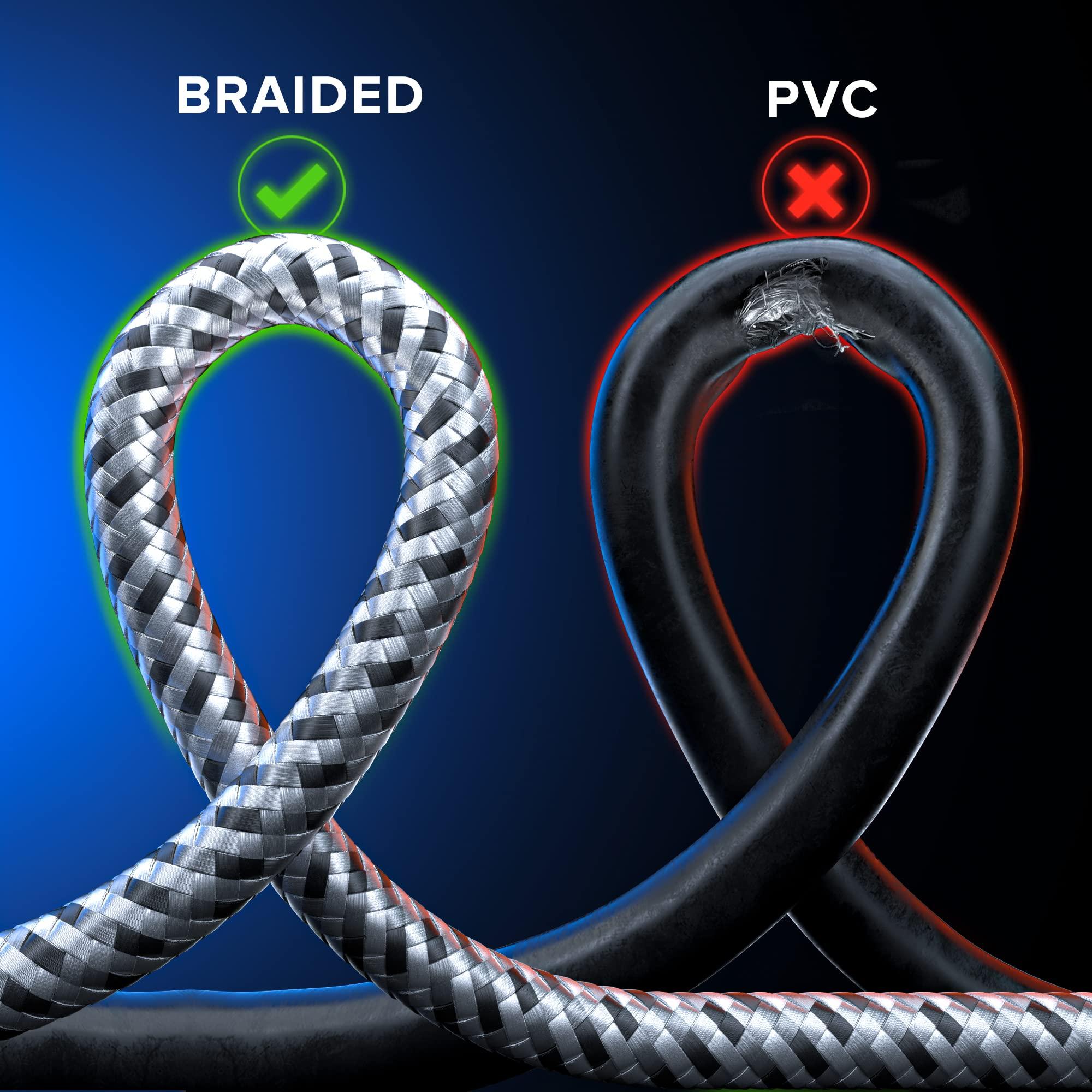 Maximm Coaxial Cable 3 Feet, 5 Pack, Durable Nylon Braided Black & White Coaxial Cable Wire, RG6 Coax Cable, Triple Shielded, TV Cable Wire, Antenna Wire