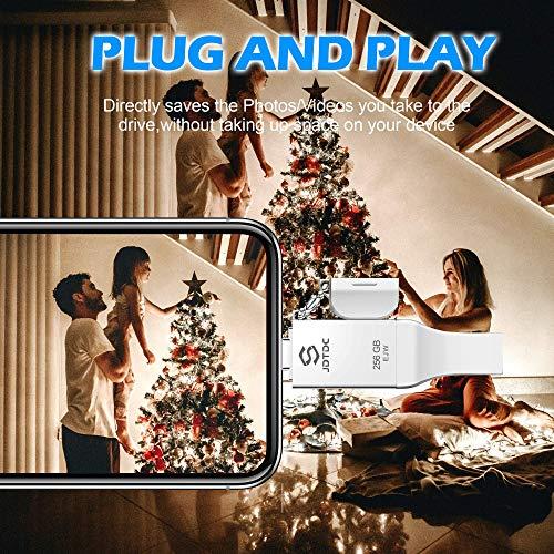 JSL JDTDC 256GB Apple MFi Certified iPhone-Photo-Stick, 3 in 1 USB C Photo-Stick-for-iPhone-Flash-Drive iPhone Memory-Stick Thumb Drives iPhone Backup Memory Stick for iPhone 16 15 14 13 12 iPad Android PC