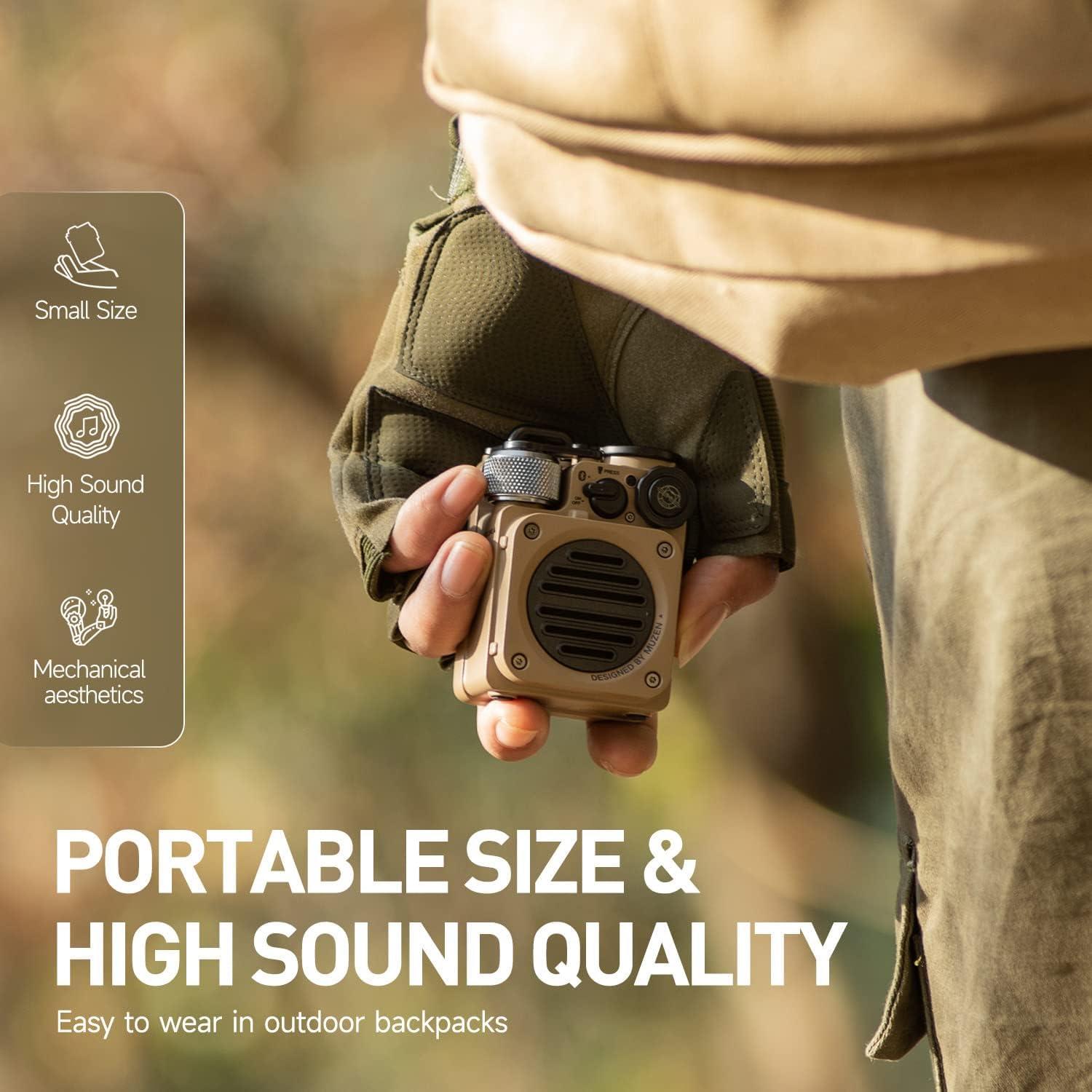 Muzen Muzen Portable Bluetooth Speaker, Wild Mini Rugged Travel Outdoor Speaker, Wireless Waterproof IPX5 with Flashlight, Stereo Sound, Metal Wild Look, for Adventure, Camping, Hiking