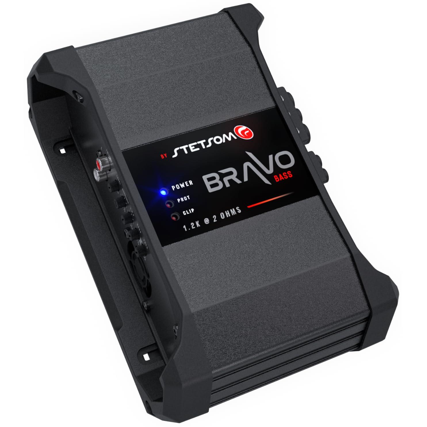 Stetsom Stetsom Bravo BASS 1200 2 Ohm - Mono Car Amplifier, 1200.1 1.2K Watts RMS, 2 Stable Car Audio, Monoblock, HD Sound Quality, Crossover & Bass Boost, Car Stereo Speaker Subwoofer MD, Smart Coolers