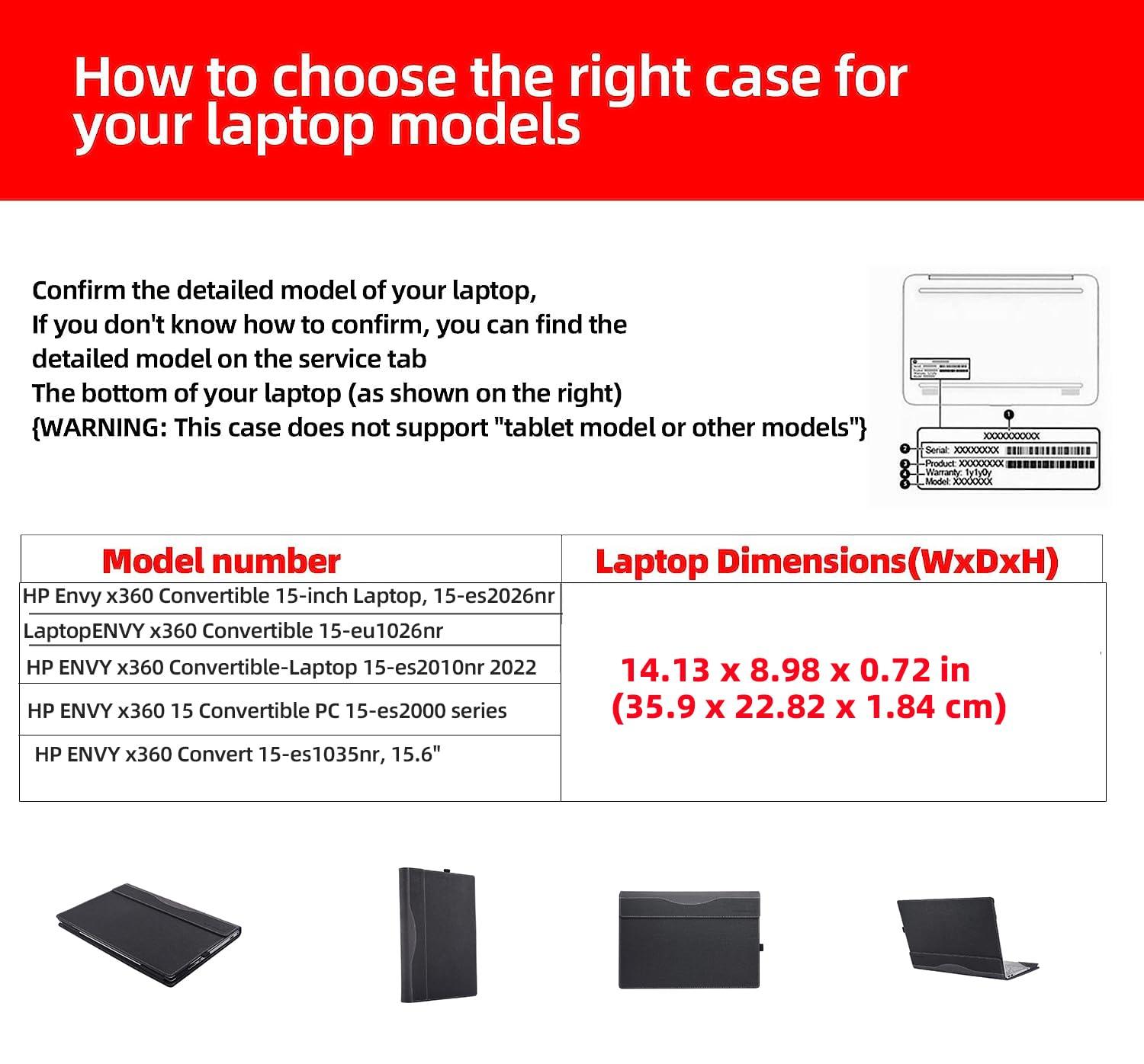 VEVOOD Laptop Case for HP Envy x360 Convertible 15-inch Laptop 15-es2026nr|15-es2010nr 2022|15-eu1026nr| 15-es2000 Series 15.6inches Notebook Sleeve Detachable Protective Back Shell (Blue)