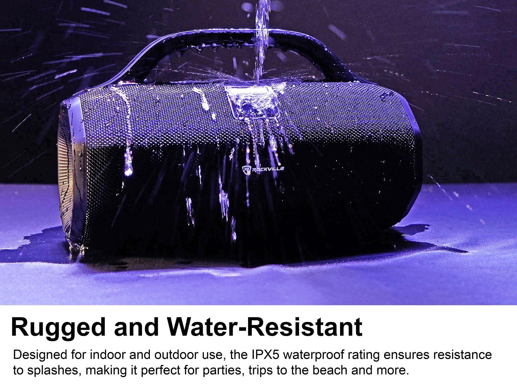 Rockville Rockville SONIC-50L Portable Bluetooth Speaker, 50W Stereo Sound, Dual LED Rings, IPX5 Water-Resistant, Upto 24-Hour Battery, TWS, USB/TF Card/AUX/Mic Inputs, for Outdoor and Indoor Events