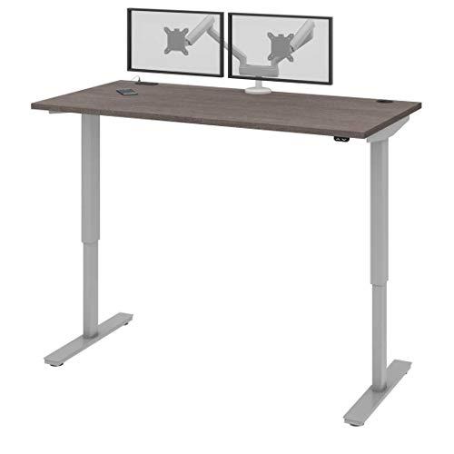 Bestar Bestar Upstand Standing Desk with Dual Monitor Arm, Ergonomic Electric Table for Home Office, 60W x 30D, Bark Grey