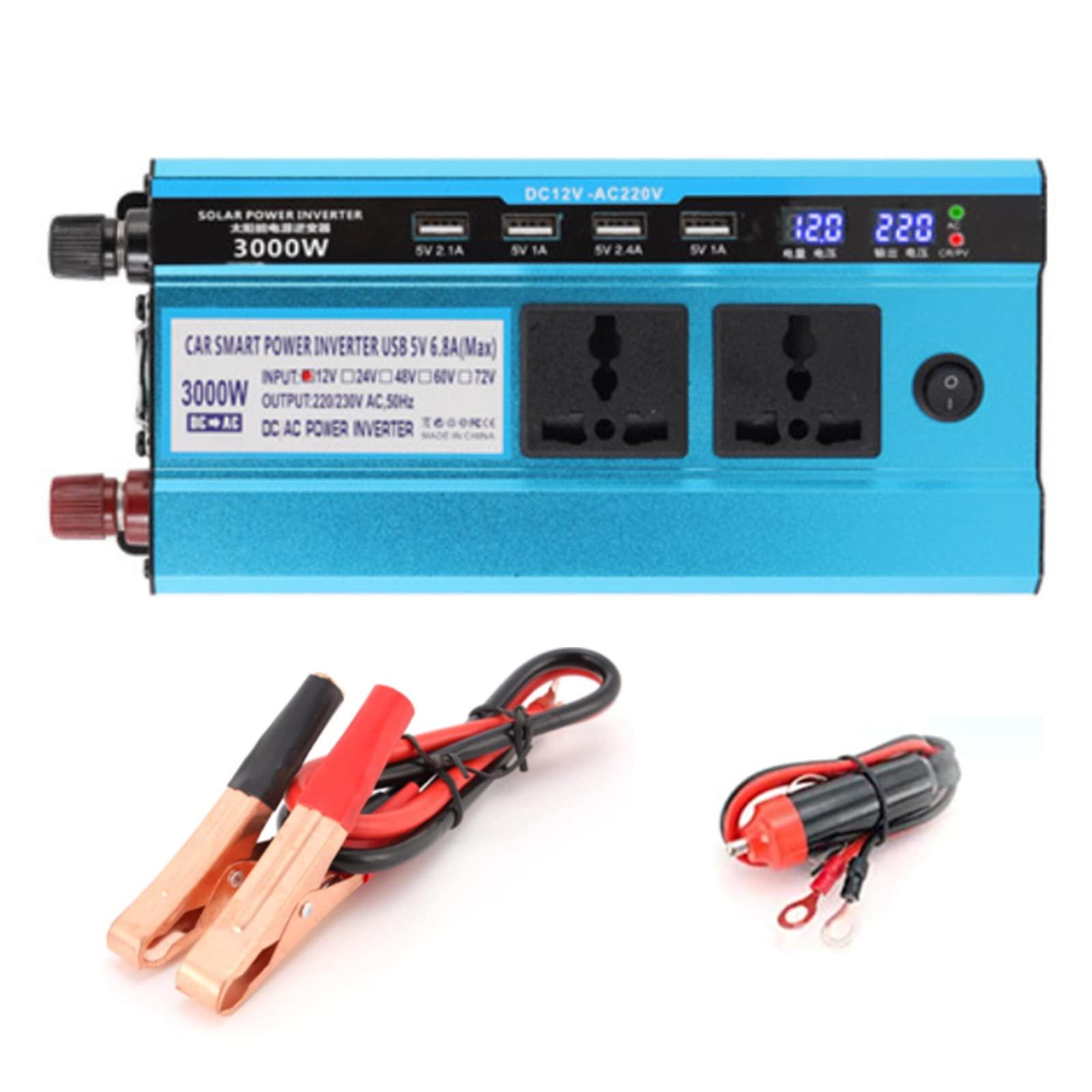 HYDTGZ 3000W Power Inverter DC 12V/24V/48V/60V to 220V /110V Inverter Converter 3 AC Universal Sockets 4 USB, LED Display,12v 220v