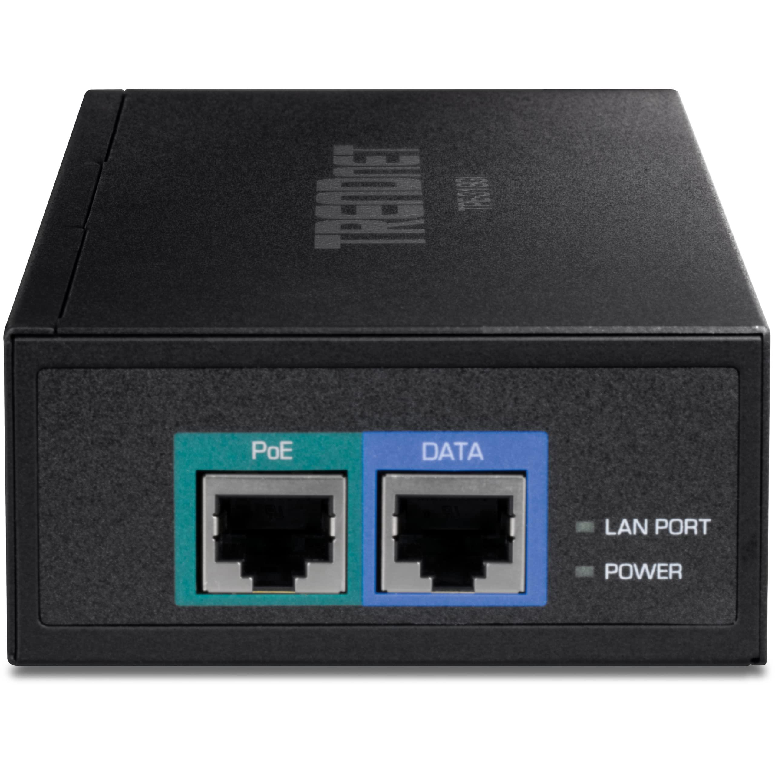 TRENDnet TRENDnet 10G PoE++ Injector, Supplies PoE (15.4W), PoE+ (30W), or PoE++ (90W), Converts a Non-PoE Port to A PoE ++ 10G Port, Metal Housing, Black, TPE-319GI