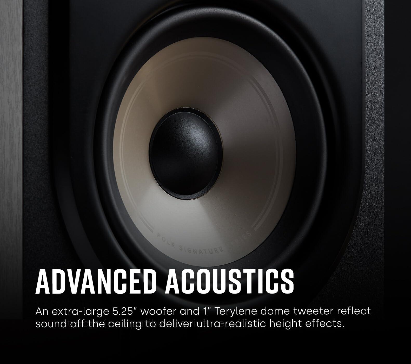 Polk Audio Polk Signature Elite ES90 Height Module Speaker (Pair) for Immersive Overhead Sound, Terylene Dome Tweeter, Mica-Fortified Polypropylene Midrange Woofer, Dolby Atmos, DTS:X, & IMAX Enhanced, Black