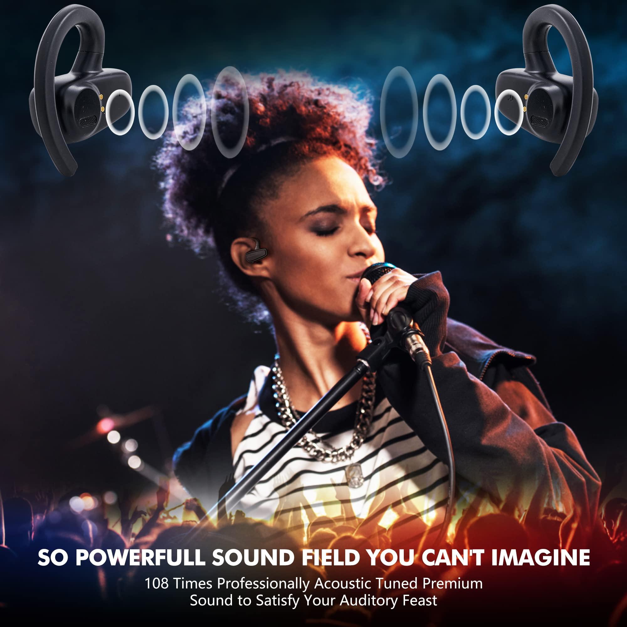 ACREO ACREO The Next Generation Open Ear Headphones, OpenBuds, True Wireless Earbuds with Earhooks, Bluetooth Workout Headphones, 18 Hours Playtime with Case, IPX7 Waterproof, Black