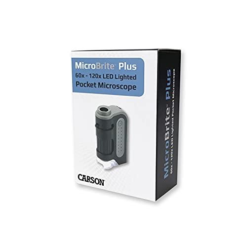 Carson Carson MicroBrite Plus 60x-120x LED Lighted Pocket Microscope, Portable Handheld Microscope STEM Toy, Mini Microscope for Student Science Lab, Educational Portable Microscope (MM-300)