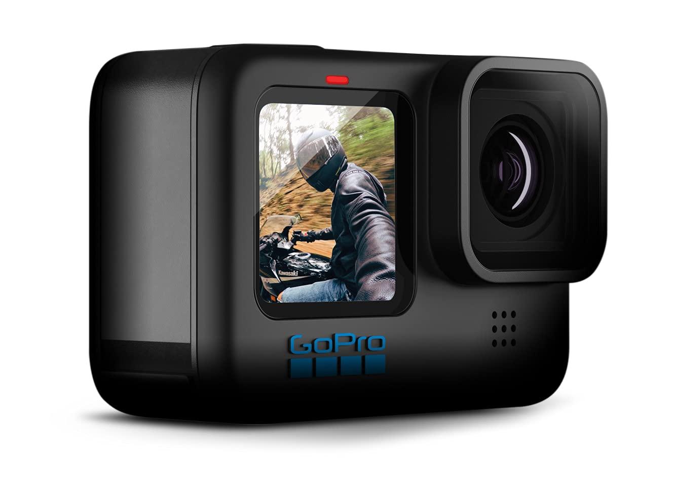 GoPro GoPro HERO10 (Hero 10) Black - Waterproof Action Camera with Front LCD and Touch Rear Screens, GP2 Engine, 5K HD Video, 23MP Photos, Live Streaming, + 64GB Extreme Pro Card and 2 Extra Batteries