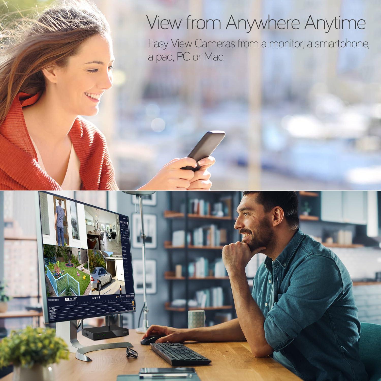 xmartO xmartO [Dual-Image Wide FOV] 16CH Security Camera System Wireless, 4-Set 2-in-1 Cameras, 4K Long Range WiFi 6 Surveillance NVR, Pan Tilt Zoom 4MP QHD Home CCTV Camera Set w. 1TB HDD, 0 Monthly Fee