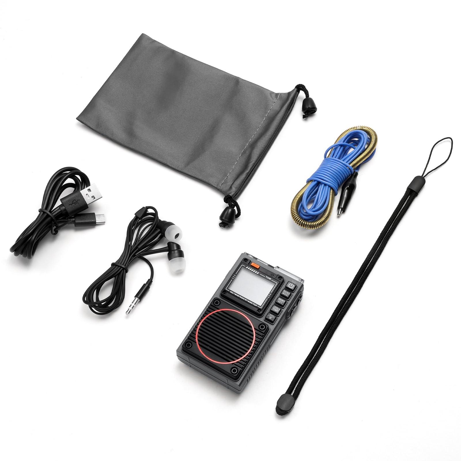 Raddy Raddy RF75A APP Control Shortwave Radio, Portable AM/FM/VHF/SW/WB Weather Radio, Pocket Radio Rechargeable w/ 9.85 Ft Wire Antenna